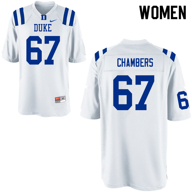 Women #67 Rakavius Chambers Duke Blue Devils College Football Jerseys Sale-White